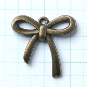金古美 チャーム 1個 リボン 立体 アンティ...の詳細画像1