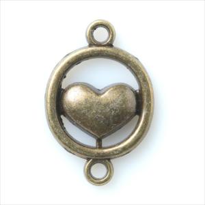 金古美 チャーム 1個 ハート コネクター カン×2 アンティークゴールド アクセサリー パーツ カン付き 金属 メタル ピアス タッセル レジン ハンドメイド T-241