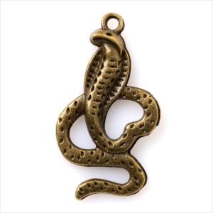 金古美 チャーム 1個 蛇 ヘビ アンティークゴールド アクセサリー パーツ カン付き 金具 金属 メタル ピアス タッセル レジン 素材 ハンドメイド 材料 T-239