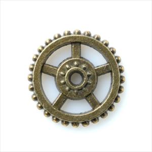 金古美 チャーム 1個 歯車 c アンティークゴールド アクセサリー パーツ カン無し カンなし 金具 金属 メタル ピアス レジン 素材 ハンドメイド 材料 T-255