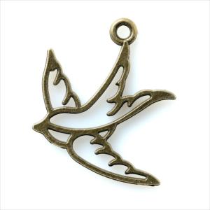 金古美 チャーム 1個 透かしチャーム 鳥 バード アンティークゴールド アクセサリー パーツ カン付き 金属 メタル ピアス タッセル レジン ハンドメイド T-234