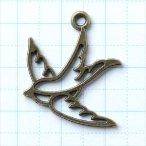 金古美 チャーム 1個 透かしチャーム 鳥 バ...の詳細画像1