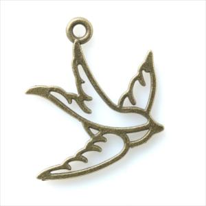 金古美 チャーム 1個 透かしチャーム 鳥 バ...の詳細画像2