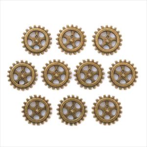 金古美 チャーム 10個セット 歯車 b アンティークゴールド