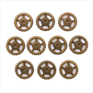 金古美 チャーム 10個セット 歯車 b アンティークゴールド