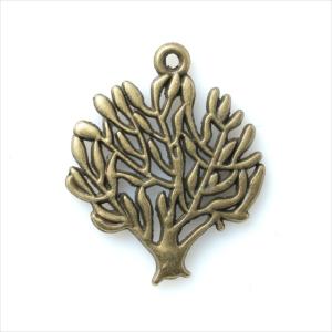 金古美 チャーム 1個 透かしツリー 木 スカシ アンティークゴールド アクセサリー パーツ カン付き 金具 金属 メタル ピアス レジン 素材 ハンドメイド T-224