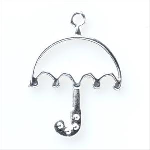 レジン空枠 ホワイトシルバー 1枚 ts30 銀 傘 アンブレラ フレーム カン付き レジン アクセサリー パーツ 枠 型枠 チャーム ハンドメイド イヤリング 金具