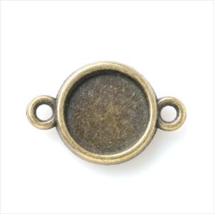 ミール皿 1枚 丸皿 両面 小さめ a10 アンティークゴールド 金古美 コネクター カンあり カン付き レジン アクセサリー パーツ 枠 型枠 モールド チャーム 金具
