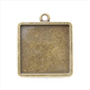 ミール皿 1枚 四角 a17 アンティークゴールド 金古美 カンあり カン付き スクエア レジン アクセサリー パーツ 型枠 チャーム セッティング 台座 素材 材料 金具