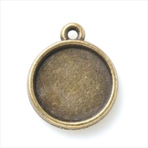 ミール皿 1枚 丸皿 両面 a21 アンティークゴールド 金古美 カンあり カン付き 丸 ラウンド レジン アクセサリー パーツ 枠 セッティング 台座 ハンドメイド 素材