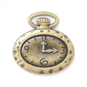 ミール皿 1枚 懐中時計 a65 アンティークゴールド 金古美 カンあり カン付き 楕円 オーバル レジン アクセサリー パーツ 型枠 チャーム セッティング 台座 素材
