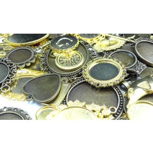 ミール皿 30枚セット ゴールド アンティーク 金 金古美 福袋 アソート カンなし カン付き レジン アクセサリー パーツ 枠 モールド チャーム セッティング 金具