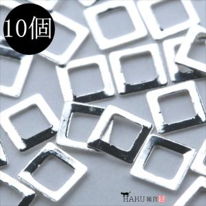 k23 メタルスタッズ シルバー スクエア 四角 くりぬき 10個セット 銀 ネイルパーツ メタルパーツ メタリック アクセサリー デコ パーツ ハンドメイド T-367
