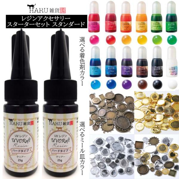 レジンアクセサリー スターターセット スタンダード レジン液2本 パジコ 宝石の雫10ml 3色 P...