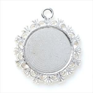 ミール皿 1枚 丸皿 s16 ホワイトシルバー 銀 カンあり カン付き 丸 ラウンド レジン アクセサリー パーツ 型枠 台座 カメオ ハンドメイド ペンダント 素材