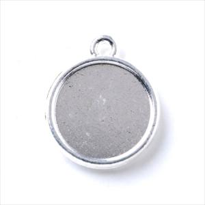 ミール皿 1枚 丸皿 両面 s21 ホワイトシルバー 銀 カンあり カン付き 丸 ラウンド レジン アクセサリー パーツ 枠 型枠 台座 ハンドメイド イヤリング 素材