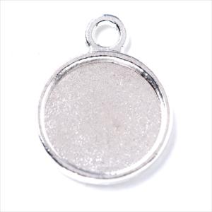 ミール皿 1枚 丸皿 s24 ホワイトシルバー 銀 カンあり カン付き 丸 ラウンド レジン アクセサリー パーツ 型枠 チャーム 台座 ハンドメイド ピアス 材料 金具