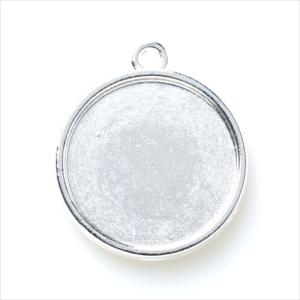 ミール皿 1枚 丸皿 両面 s30 ホワイトシルバー 銀 カンあり カン付き ラウンド レジン アクセサリー パーツ 型枠 チャーム 台座 ハンドメイド 素材 材料 金具