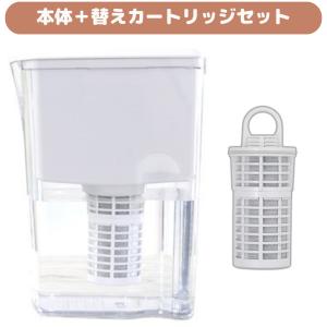 (セット商品) 超長寿命 ポット型浄水器 ビューク(beaq)＋替えカートリッジ1本 省スペース浄水器 コンパクト浄水器｜harvest-garden