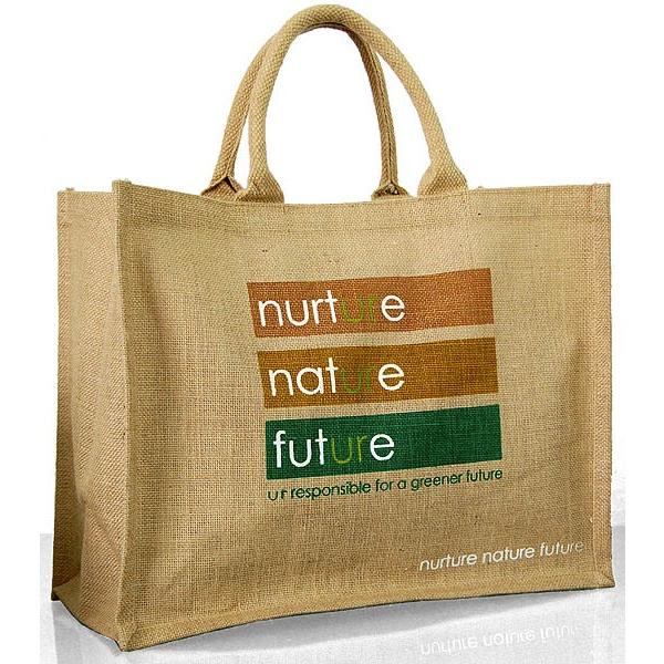 定型外なら送料無料☆英国製 Nurture Nature Future ジュートショッピングバッグ
