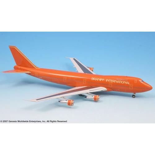 Braniff Airlines ウルトラオレンジ ボーイング 747-200 飛行機ミニチュアモデ...