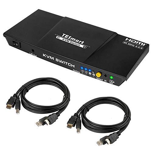 TESmart HDMI 4K@60Hz Ultra HD 2x1 HDMI KVMスイッチ 384...