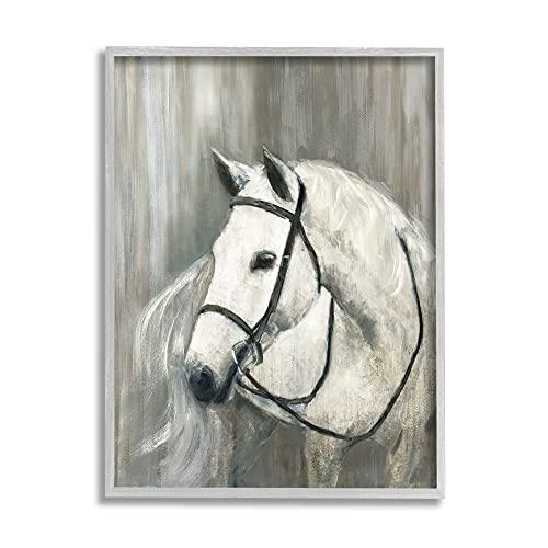 Stupell Industries 白乗馬馬ブライドル現代馬肖像画、Sally Swatlandに...