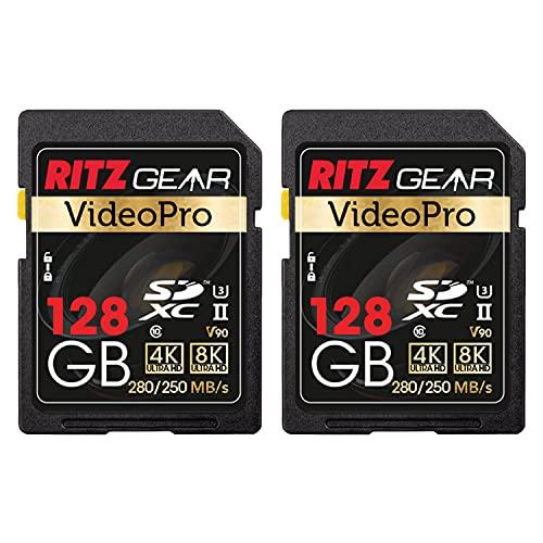 Ritz Gear 128GB 高速SDXC UHS-II SDカード C10 U3 V90 フルH...