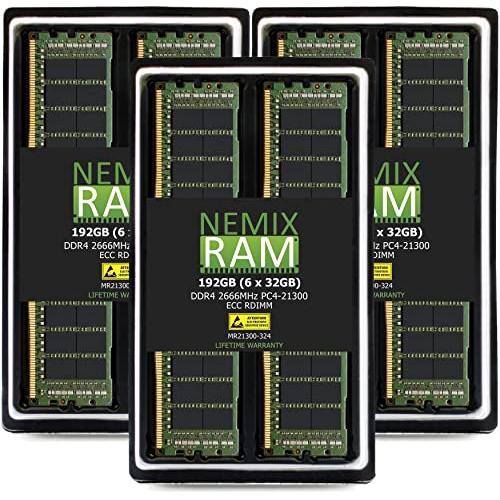 NEMIX RAM 192GB (6x32GB) DDR4-2666MHz PC4-21300 EC...