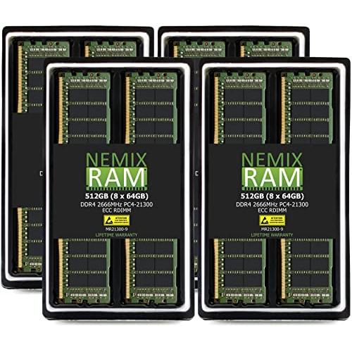 NEMIX RAM 512GB (8x64GB) DDR4-21300 PC4-2666 ECC R...