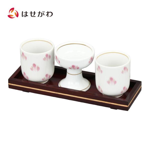 仏具セット 仏飯 仏飯器 ご飯 湯呑 湯のみ 花散らし 「仏器膳 バウム 花梨 6.0 湯呑セット1...