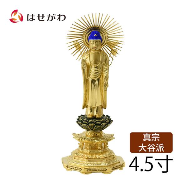 仏像 木彫 真宗大谷派 東 浄土真宗 阿弥陀 金色「仏像 東 木製 肌粉 八角45」お仏壇のはせがわ