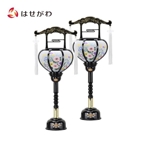 盆提灯 お盆提灯 ミニ回転霊前灯 新盆御見舞 贈答用「霊前灯 張１号 黒 対」 お仏壇のはせがわ