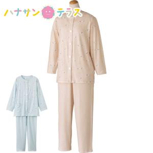大きめボタンのびのびストレッチパジャマ M L LL 春 夏 秋 冬 レディース 婦人 用｜ハナサンテラス