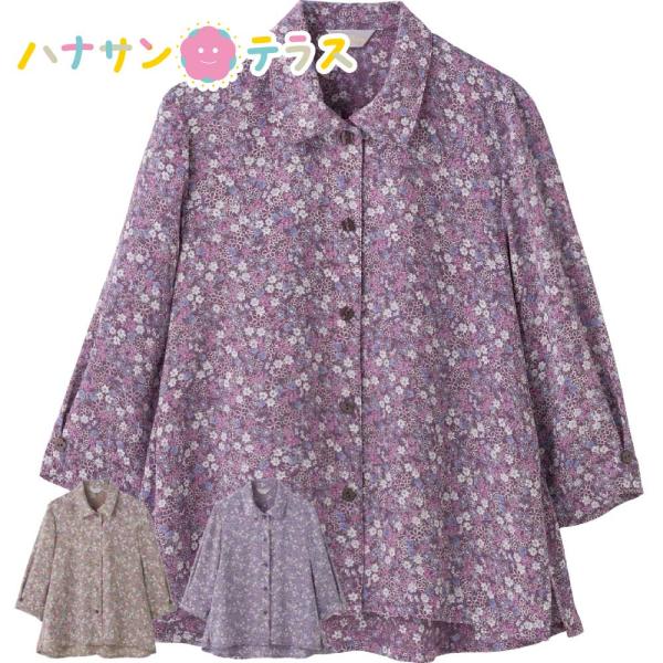 7分袖ワンタッチテープブラウス M L 腰曲がり 体型 シニアファッション 70代 80代 90代 ...