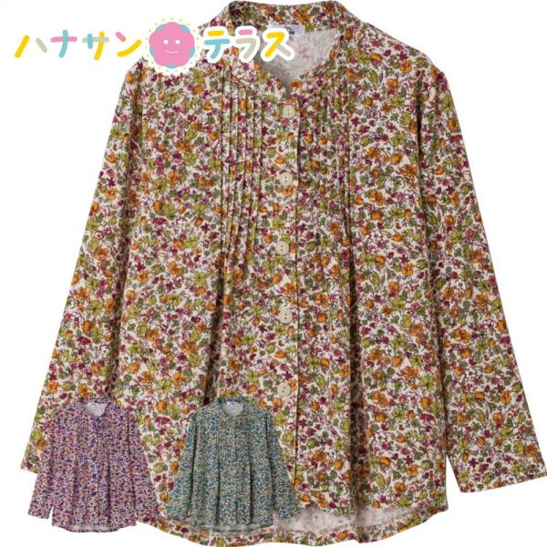 ワンタッチテープ ピンタック ブラウス M~L S LL 3L 後ろ身頃長め シニアファッション 7...