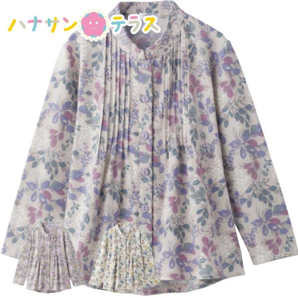 ふんわり微起毛ワンタッチテープ ピンタック ブラウス M~L S LL 3L あったか微起毛 後ろ身...