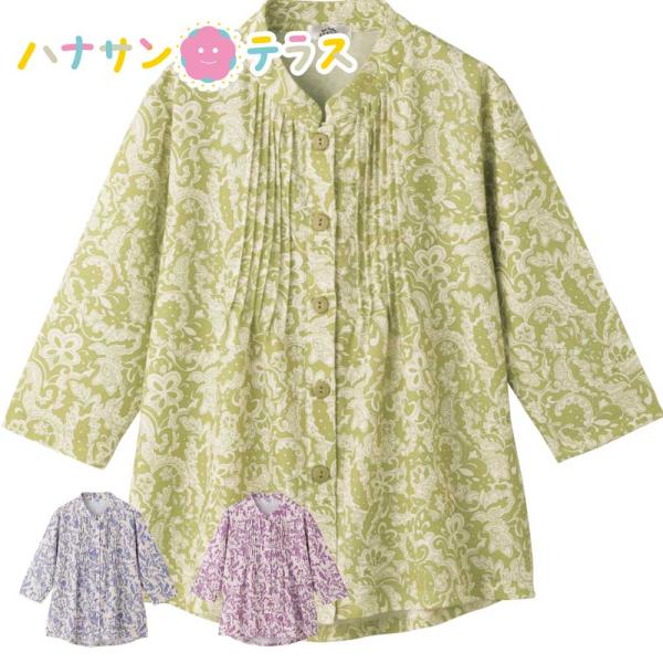 7分袖ワンタッチテープピンタックブラウス M~L フリーサイズ S LL 3L 後ろ身頃長め レディ...