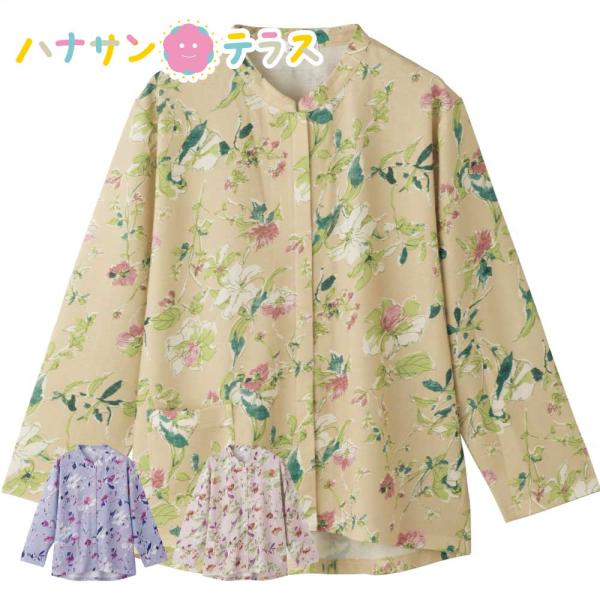 スナップ釦前開きＴシャツ M~L フリーサイズ S LL 3L 後ろ身頃長め レディース 婦人 用　...