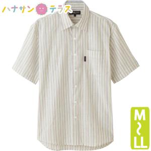シャツ メンズ 用 半袖 スナップボタン 麻混 しじら シニアファッション