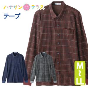 シャツ ニット ワンタッチテープ  毛混 シニアファッション