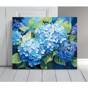 絵画　油絵　原画　一点物　花　紫陽花　ブルー　　可憐　ポップ　SM 油絵 絵画【青い紫陽花】 絵画 HR 通販 15709475｜Creema