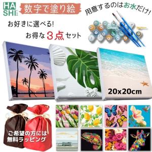 ギフト 選べる3点セット 塗り絵セット 無料ラッピング 数字塗り絵 ナンバーペイント プレゼント 数字アート 工作キット 数字油絵 絵画 油絵風 初心者 夏休み