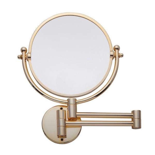 ミラー 鏡 丸 丸形 折りたたみ おしゃれ 3倍 拡大鏡 洗面所 洗面台 シャンパンゴールド 壁付式