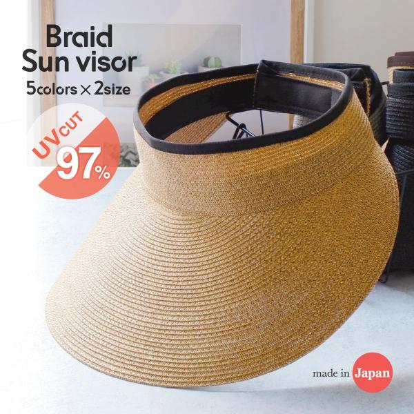 ブレードサンバイザー 帽子 レディース 麦わら ハット バイザー 春夏 紫外線対策 日よけ 自転車 ...