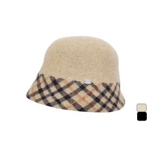 DAKSダックス バスクウール レディースハット ベージュ ブラック サイズ調節付 日本製 ミセス ...