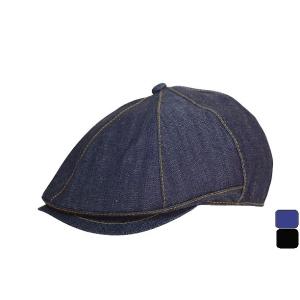 紳士 帽子 秋冬 RETTER 10oz デニム 八方ハンチング インディゴ ブラック S M L ...