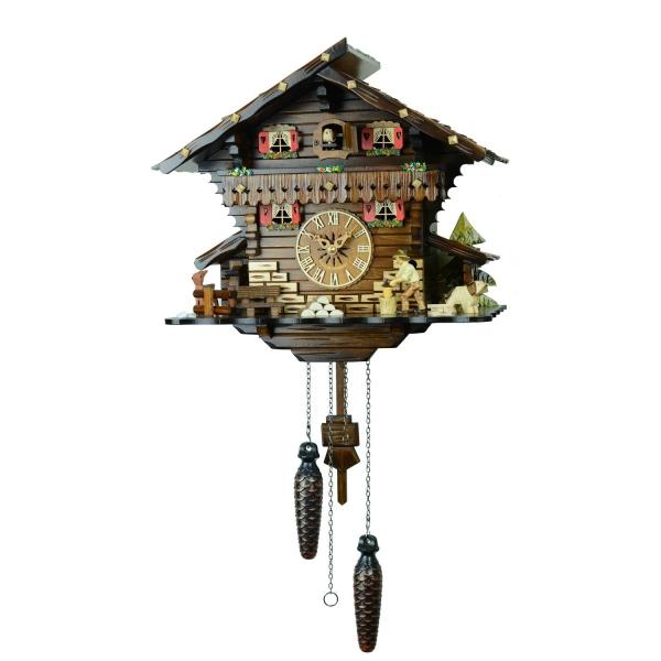 ドイツ森の時計　クォーツ式山小屋鳩時計　木こりのお仕事482QM
