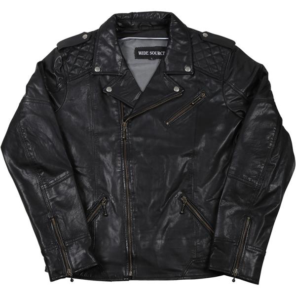 WIDE SOURCE 本牛革 COW 革ジャン ダブルライダース レザージャケット BSJ-709...