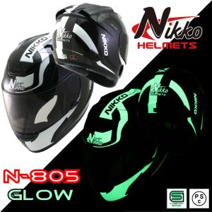 バイクヘルメット NIKKO HELMET N-805 BLACK WHITE フルフェイス ヘルメット バイク 蓄光 光る ヘルメット 防寒 カッコいい オシャレ セール